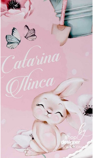 Trusou cu fluturi si flori ideal pentru un botez primavara Pink Spring 6